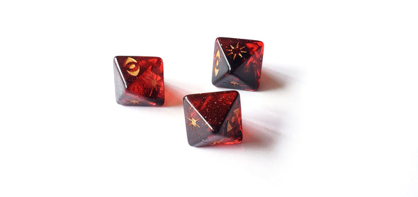 3 red-black Star Wars Attack D8 Dice