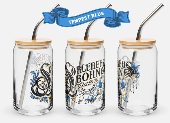 Digital mockup of Tempest Blue color variant with bamboo lid and metal straw.