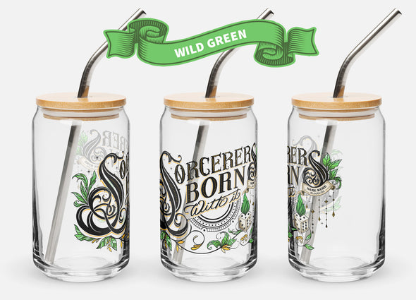 Digital mockup of Wild Green color variant with bamboo lid and metal straw.