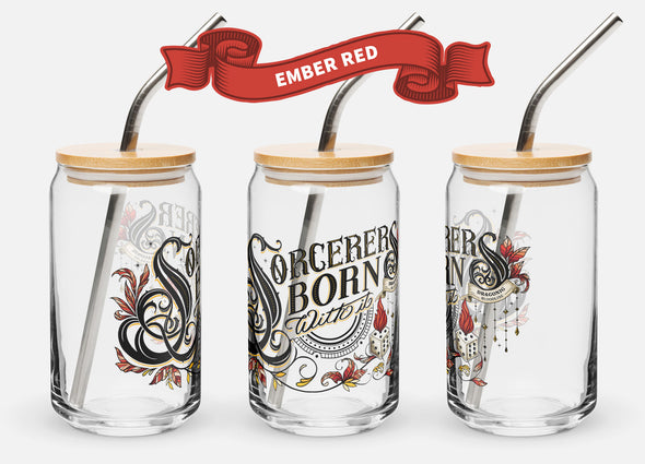 Digital mockup of Ember Red color variant with bamboo lid and metal straw.