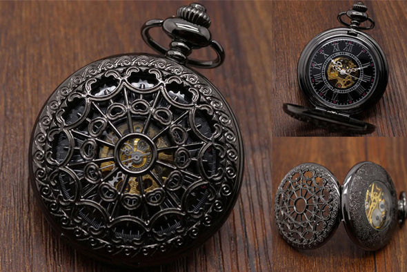 Hollow Flower / Web Hand Winding Mechanical Pocket Watch