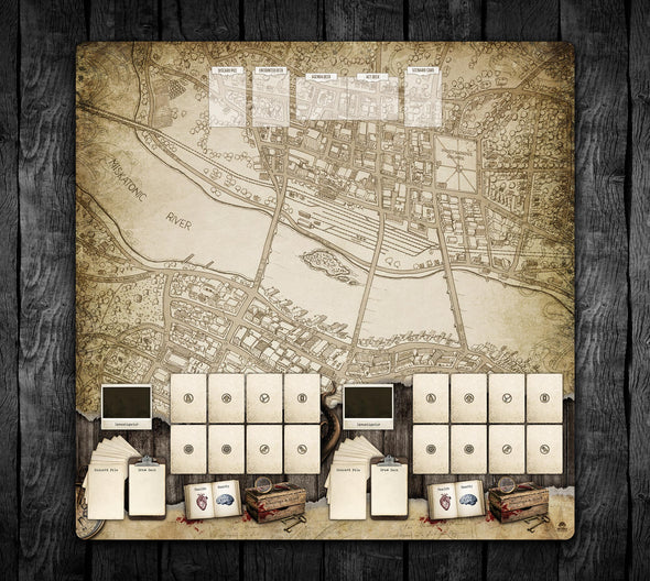 36x36 Double-Sided Playmat - Arkham Massachusetts 2 Player & Solo 2-Handed
