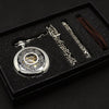 Silver Hollow Flower Pocket Watch Box Set