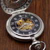 Front open Silver Hollow Flower Pocket Watch